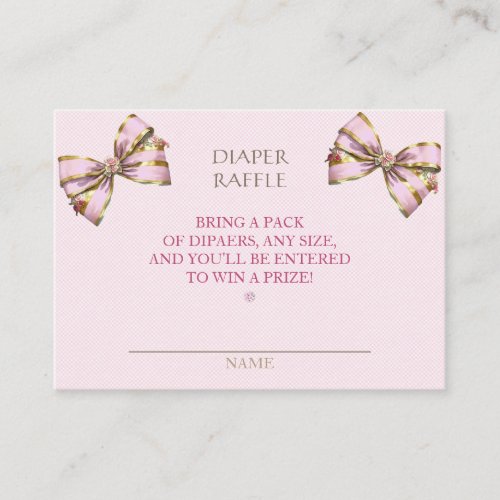 Diaper Raffle Carriage Bows Pink Gingham Enclosure Card