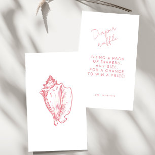 Diaper Raffle Chic Pink Seashell Baby Shower Enclosure Card