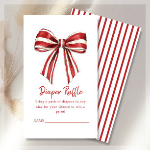 Diaper Raffle Christmas Coquette Bow Baby Shower Enclosure Card
