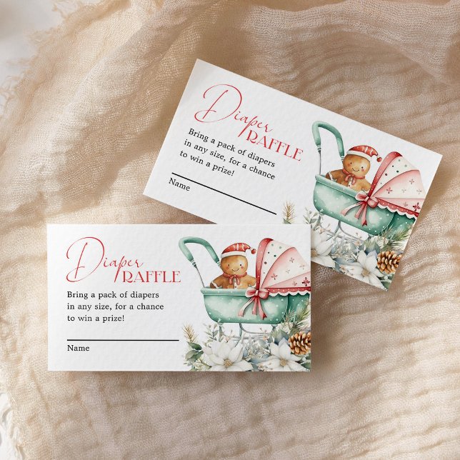 Diaper Raffle Christmas Gingerbread Baby Shower Enclosure Card (Creator Uploaded)