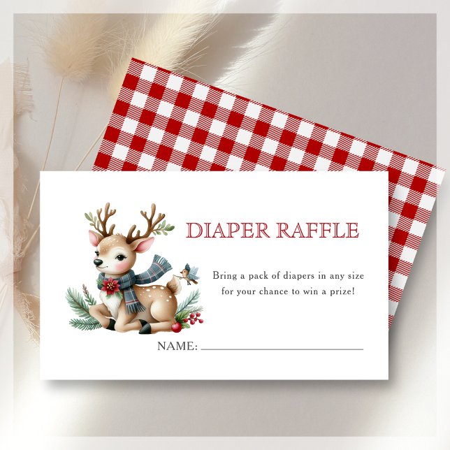 Diaper Raffle | Christmas Reindeer Baby Shower  Enclosure Card (Creator Uploaded)