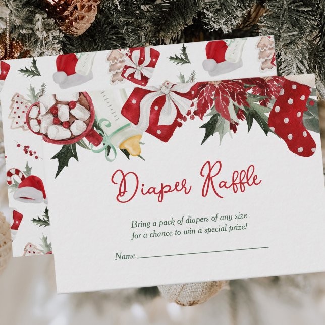 Diaper Raffle Christmas Santa Baby Shower Enclosure Card (Creator Uploaded)