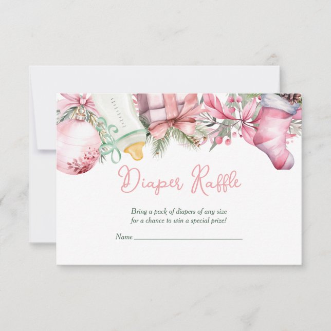 Diaper Raffle Christmas Santa Pink Baby Shower Invitation (Front)
