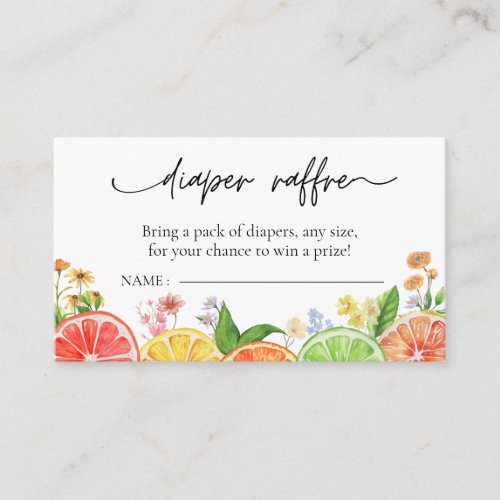 Diaper Raffle Citrus Little Cutie Baby Shower  Enclosure Card