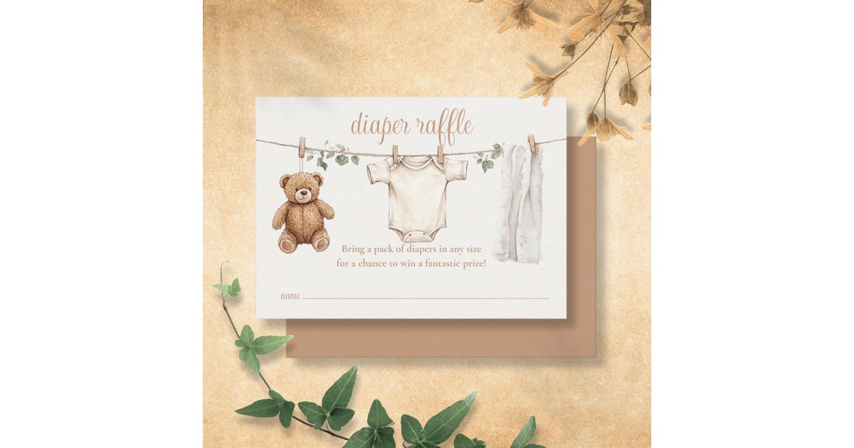 Clothes Line Raffle Diaper Raffle Clothesline Baby Shower Enclosure Card | Zazzle