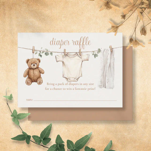 Clothes Line Raffle Diaper Raffle Clothesline Baby Shower Enclosure Card | Zazzle