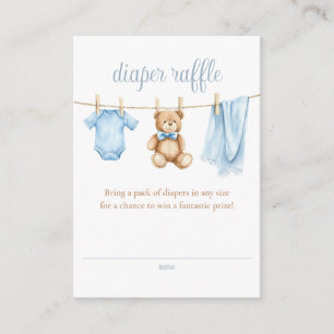 Diaper Raffle Clothesline Boy Baby Shower Enclosure Card