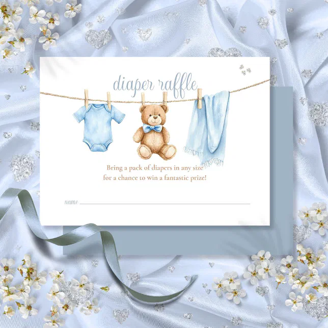 Clothes Line Raffle Diaper Raffle Clothesline Boy Baby Shower Enclosure Card | Zazzle