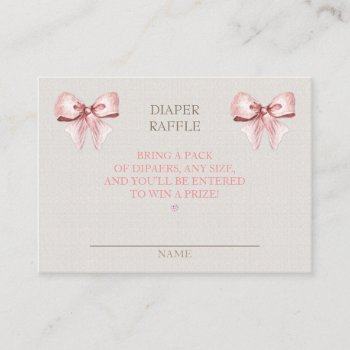 Diaper Raffle Clothesline Girl Pink Ivory Enclosure Card by nawnibelles at Zazzle