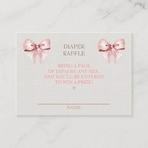 Diaper Raffle Clothesline Girl Pink Ivory Enclosure Card