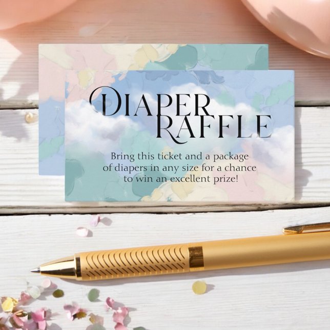 Diaper Raffle Cloud Nine Pastel Baby Shower Enclosure Card (Creator Uploaded)