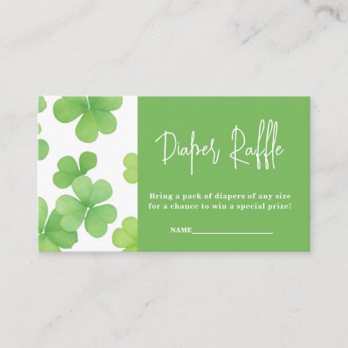 Diaper Raffle Clover Baby Shower Card