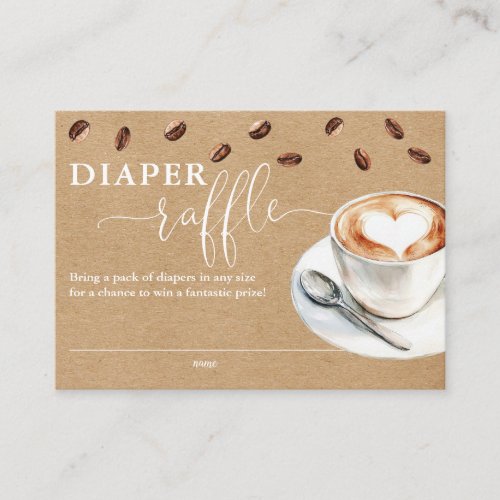 Diaper Raffle Coffee Bean Rustic Kraft Baby Shower Enclosure Card