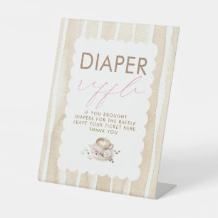 Diaper Raffle Coffee Girl Baby Shower Table Sign