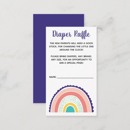 Diaper Raffle Colorful Boho Rainbow Ruffles Enclosure Card