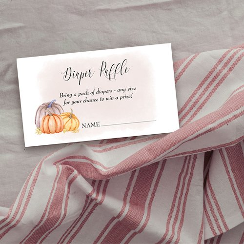 Diaper Raffle Country Pumpkin Blush Watercolor Enclosure Card