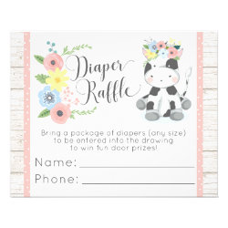 Diaper Raffle Cow Baby Shower Game Entry Card