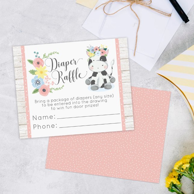 Diaper Raffle Cow Baby Shower Game Entry Card Flyer (Creator Uploaded)