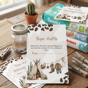 Diaper Raffle Cowboy rustic modern Baby Shower Enclosure Card