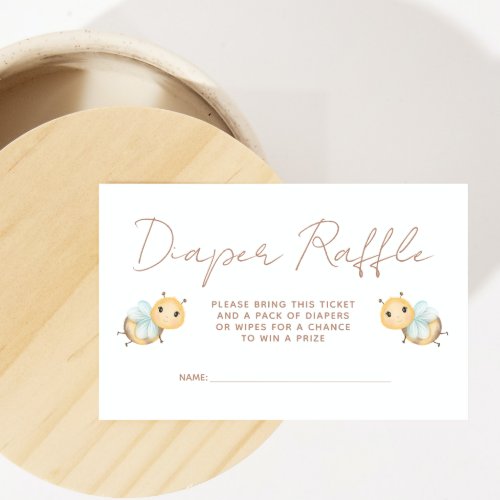 Diaper Raffle Cute Bumblebee Gender Neutral Shower Enclosure Card
