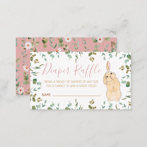 Diaper Raffle Cute Little Bunny Baby Shower  Enclosure Card