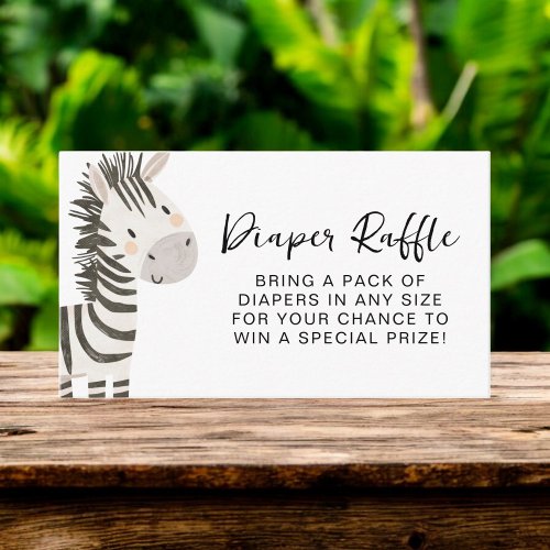 Diaper Raffle Cute Safari Animals Baby Shower Enclosure Card by Pretty Girly Designs