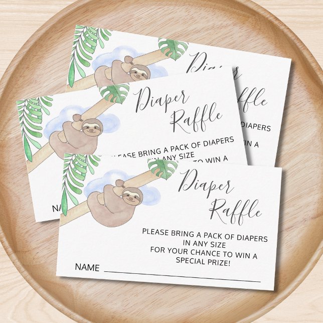 Diaper Raffle Cute Sloth Boy's Baby Shower Enclosure Card (Creator Uploaded)