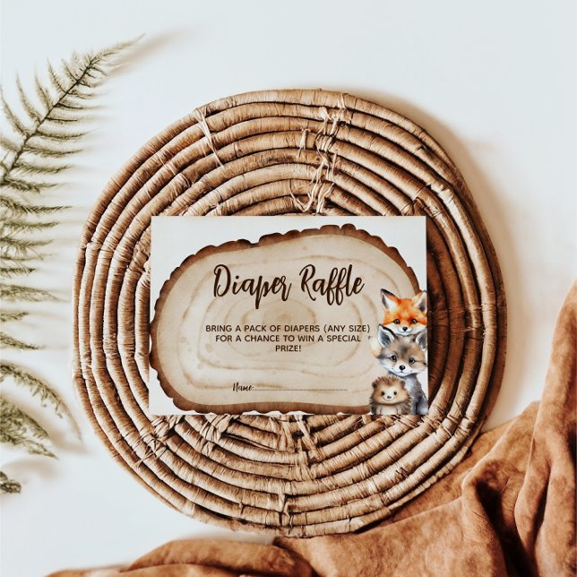 Diaper Raffle Cute Woodland Animals Baby Shower  Enclosure Card (Creator Uploaded)