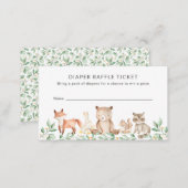 Diaper Raffle Cute Woodland Animals Baby Shower Enclosure Card (Front/Back)