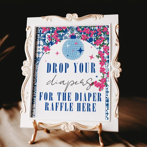 Diaper Raffle Dancing Queen Greek Baby Shower sign