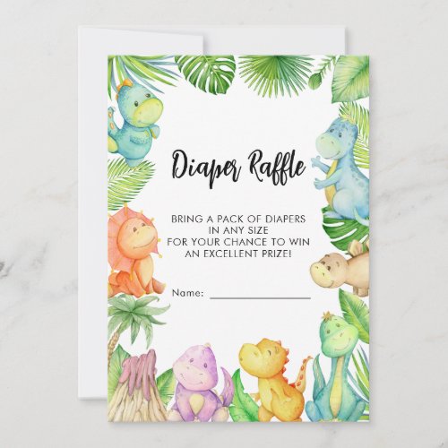Diaper Raffle Dinosaur Baby Shower Card