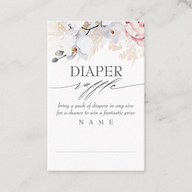 Diaper Raffle Dried Tropical Grasses Baby Shower Business Card (Front)