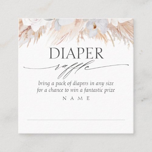 Diaper Raffle Dried Tropical Grasses Baby Shower Square Business Card