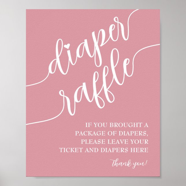 Diaper Raffle Drop Off Girl Baby Shower Poster (Front)