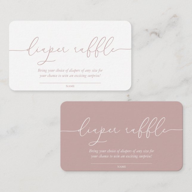 Diaper Raffle Dual-Sided Baby Shower Enclosure Car Card (Front/Back)