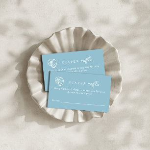 Diaper Raffle Dusty Blue Coastal Beach Baby Shower Enclosure Card