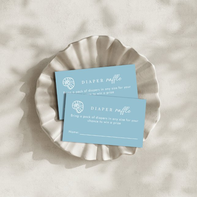 Diaper Raffle Dusty Blue Coastal Beach Baby Shower Enclosure Card (Creator Uploaded)