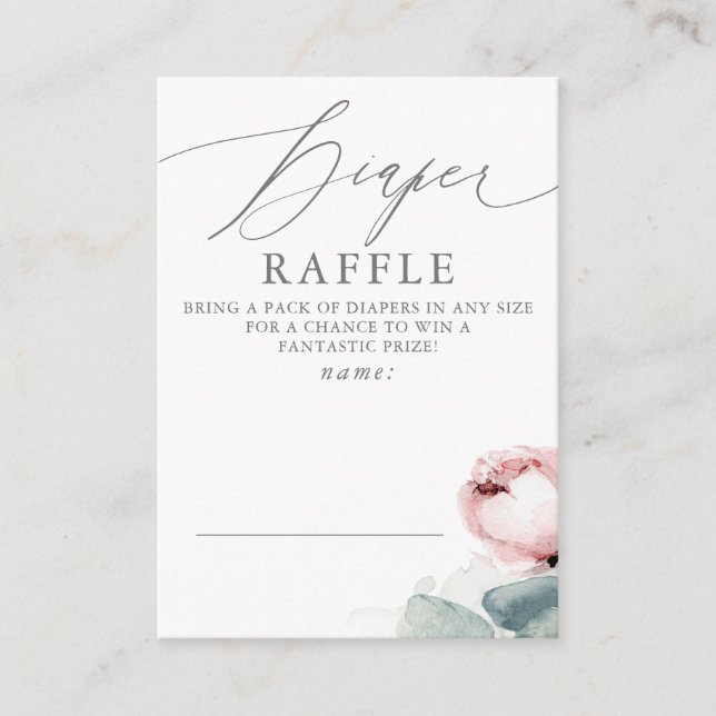 Diaper Raffle Dusty Rose Baby Shower Ticket Enclosure Card (Front)