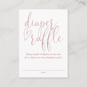 Diaper Raffle Dusty Rose Pink Baby Shower Enclosure Card