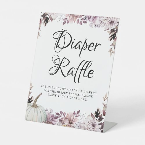 Diaper Raffle Elegant Purple Flowers Foliage Pedestal Sign