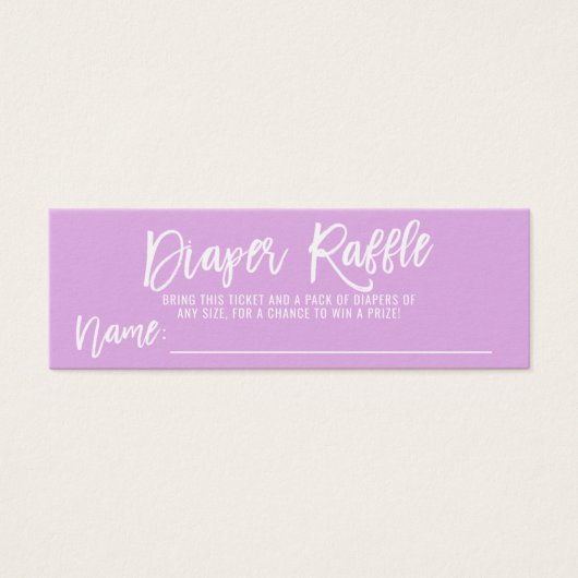 DIAPER RAFFLE Elephant LAVENDER Baby Shower (Front)