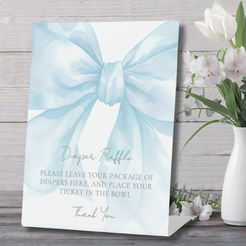 Diaper Raffle Enclosure Card Blue Bow Baby Shower