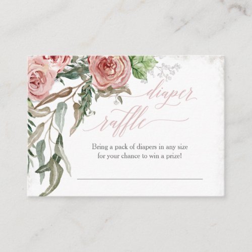 Diaper Raffle Enclosure Card Boho Blush Rose