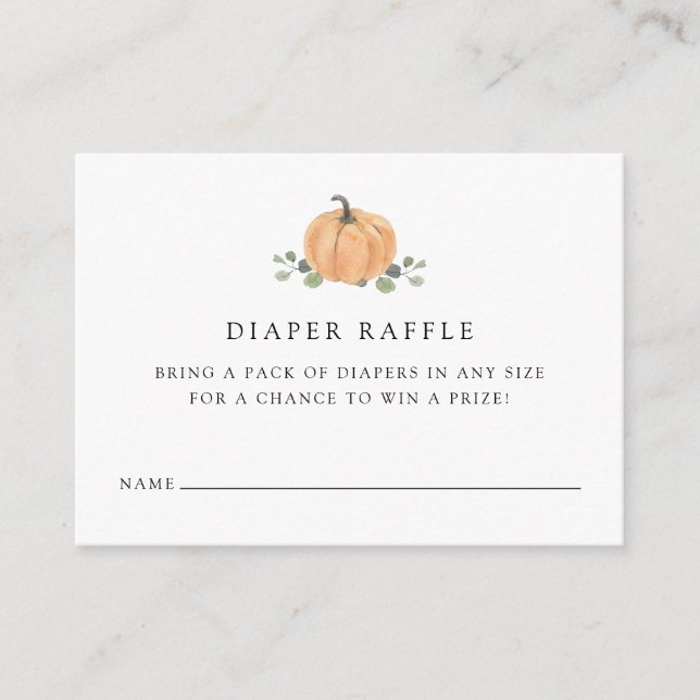 Diaper Raffle Enclosure | Fall Watercolor Pumpkin (Front)