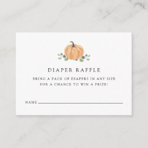 Diaper Raffle Enclosure Fall Watercolor Pumpkin Card