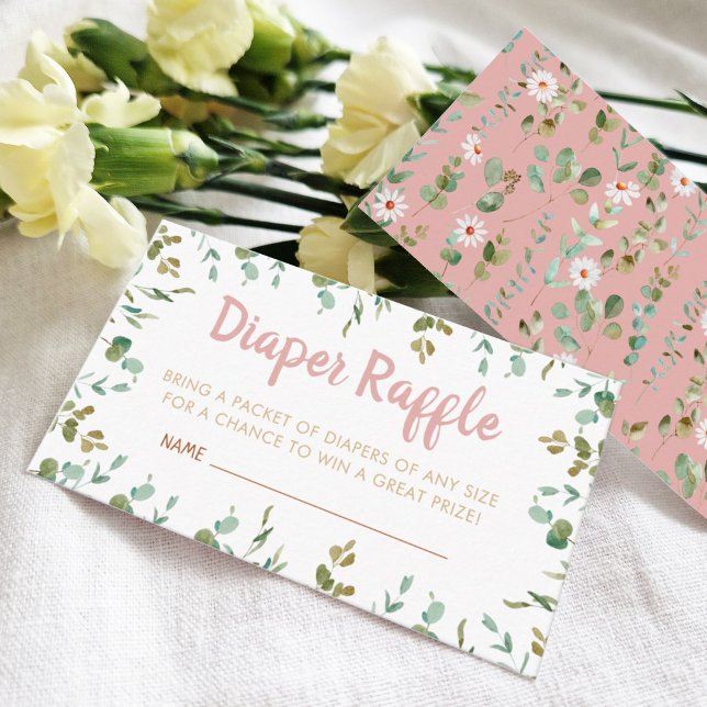 Diaper Raffle Eucalyptus Baby Shower  Enclosure Card (Creator Uploaded)