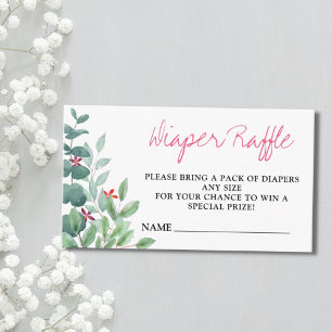 Diaper Raffle Eucalyptus Greenery Baby Shower Enclosure Card