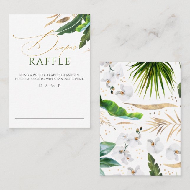 Diaper Raffle Exotic Foliage Baby Shower Business Card (Front/Back)