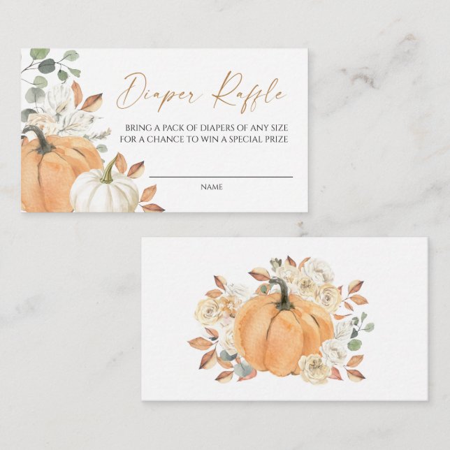 Diaper Raffle Fall Baby Shower Enclosure Card (Front/Back)