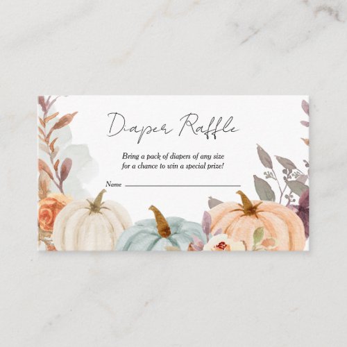 Diaper Raffle Fall Little Pumpkin Baby Shower Enclosure Card